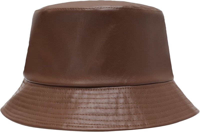 ZLYC Unisex Fashion Bucket Hat PU Leather Rain Hat Waterproof Fishmen Cap - Image 1